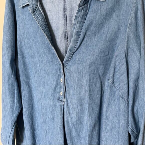 Lane Bryant Classic Long-Sleeve Denim Collared Button-Down Popover Shirt Size 22 - Picture 4 of 10